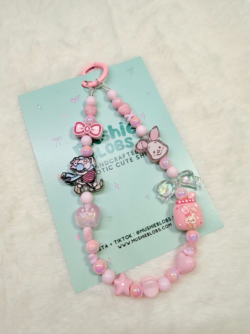 mushieblobs studio Phone Charm: Piglet,  Pink