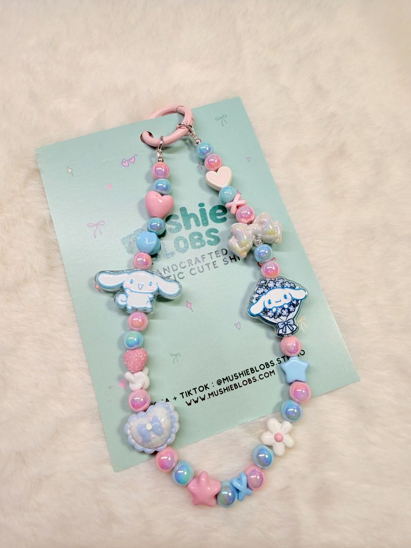 mushieblobs studio Phone Charm: Cinnamoroll,  Blue & Pink