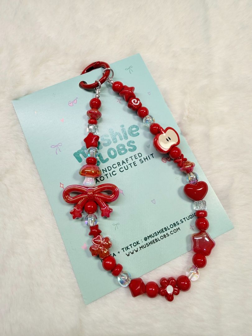 mushieblobs studio Phone Charm Dainty Strap,  Red