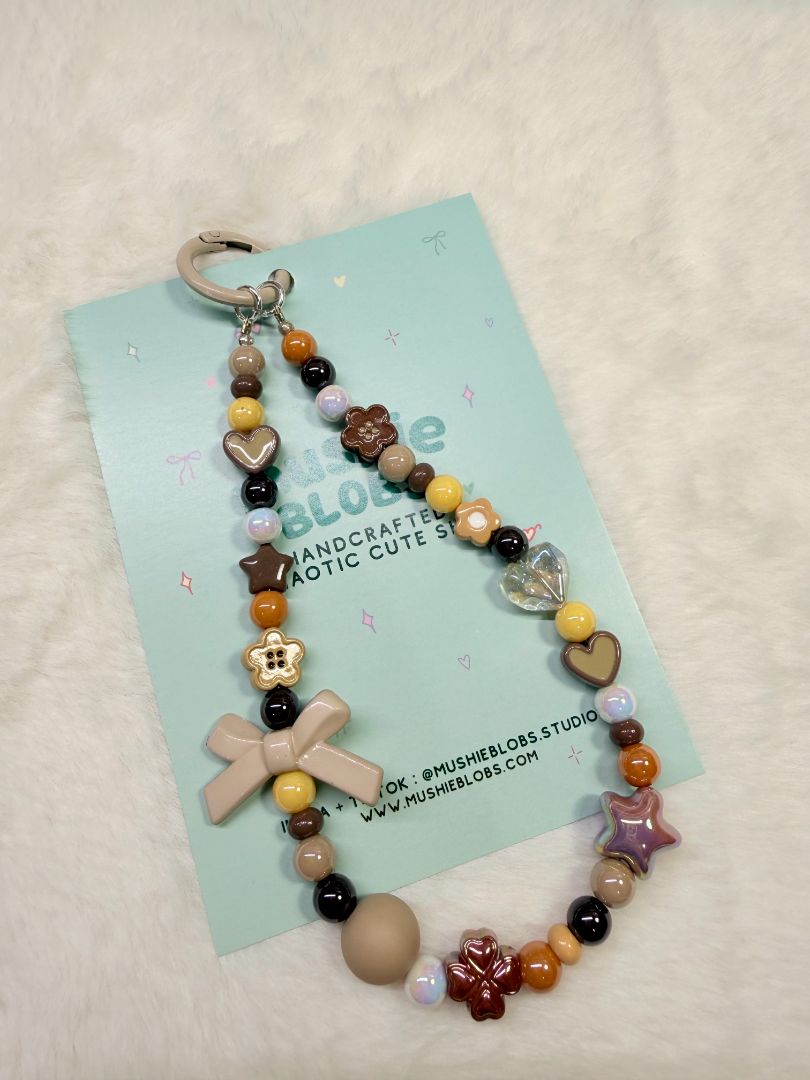 mushieblobs studio Phone Charm Dainty Strap,  Brown