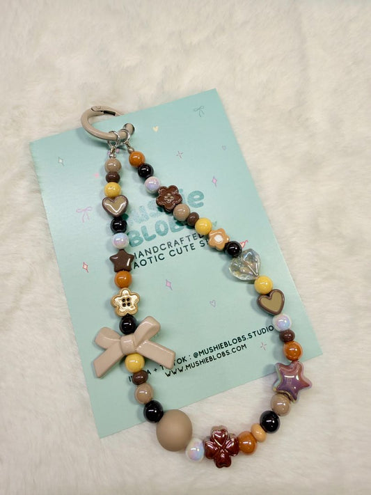 mushieblobs studio Phone Charm Dainty Strap,  Brown