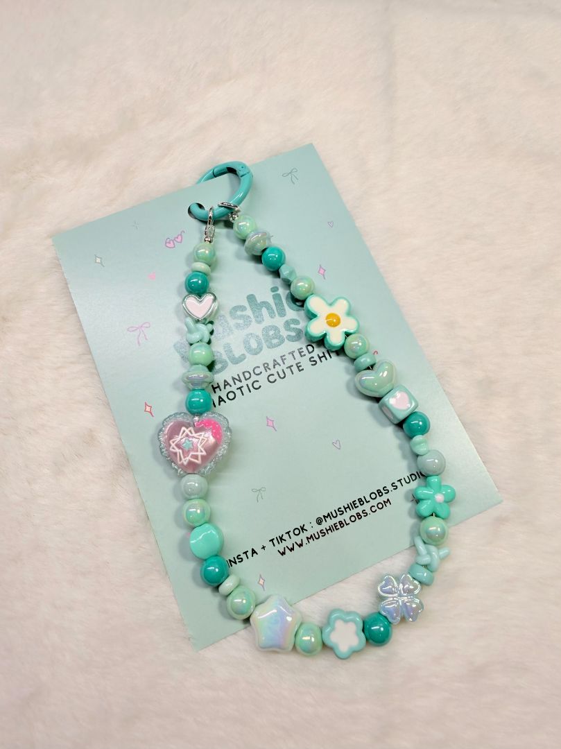 mushieblobs studio Phone Charm Dainty Strap,  Teal