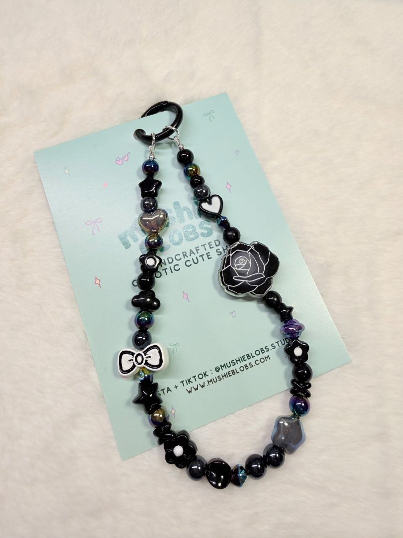 mushieblobs studio Phone Charm Dainty Strap,  Black