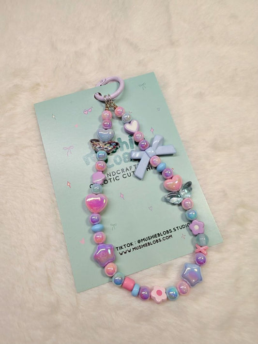 mushieblobs studio Phone Charm Dainty Strap,  Pink, Purple, Blue
