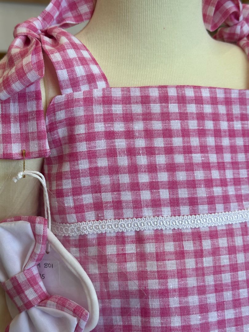 Playmate kids Pink & White Gingham 2-Piece Set with Matching Bow,  Pink 3