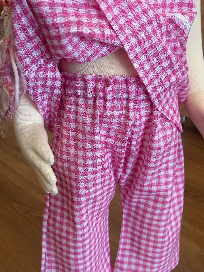 Playmate kids Pink & White Gingham 2-Piece Set with Matching Bow,  Pink 3