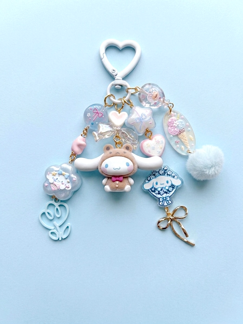 mushieblobs studio Bag Charm: Cinnamoroll,  White, Blue, Pink
