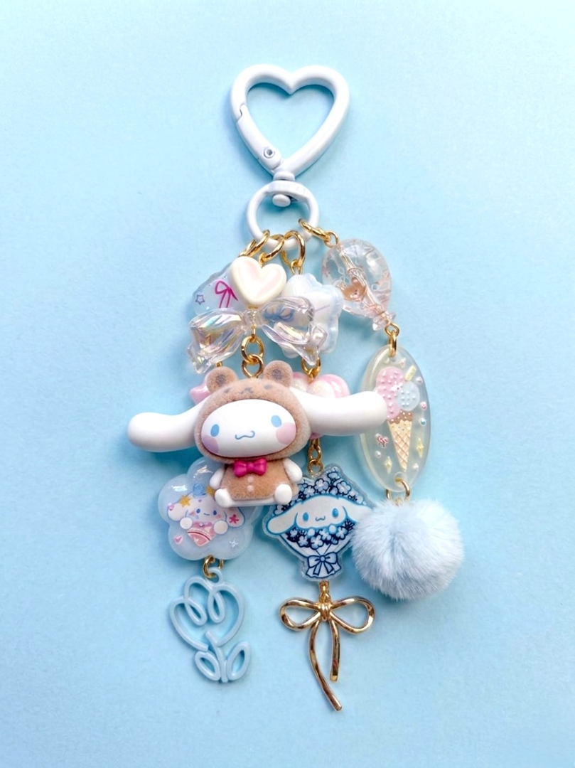 mushieblobs studio Bag Charm: Cinnamoroll,  White, Blue, Pink