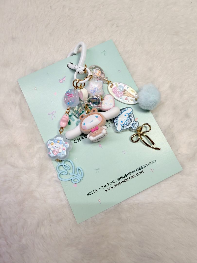 mushieblobs studio Bag Charm: Cinnamoroll,  White, Blue, Pink