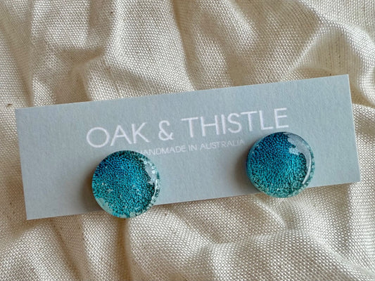 Oak & Thistle Lunar Stud Earrings,  Blue