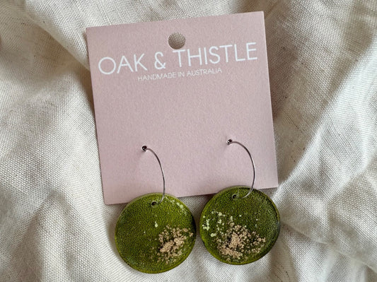 Oak & Thistle Lunar Hoops,  Green