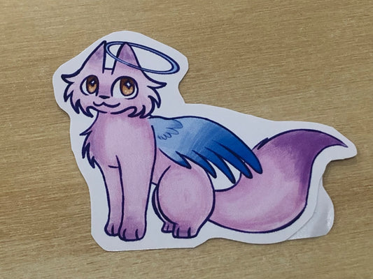 Getting My Stitches Together Angel cat sticker