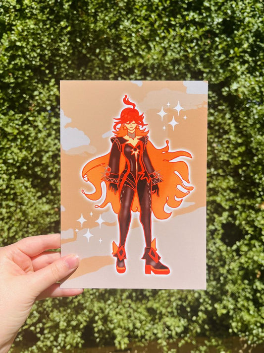Seedi Bun Genshin Impact Fanart Mavuika Print,  Orange A5