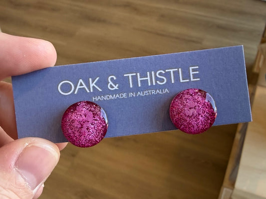 Oak & Thistle Lunar Stud Earrings,  Magenta