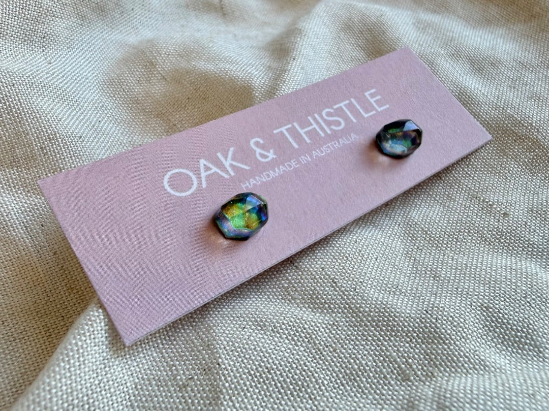 Oak & Thistle Pip Stud Earrings,  Duochrome