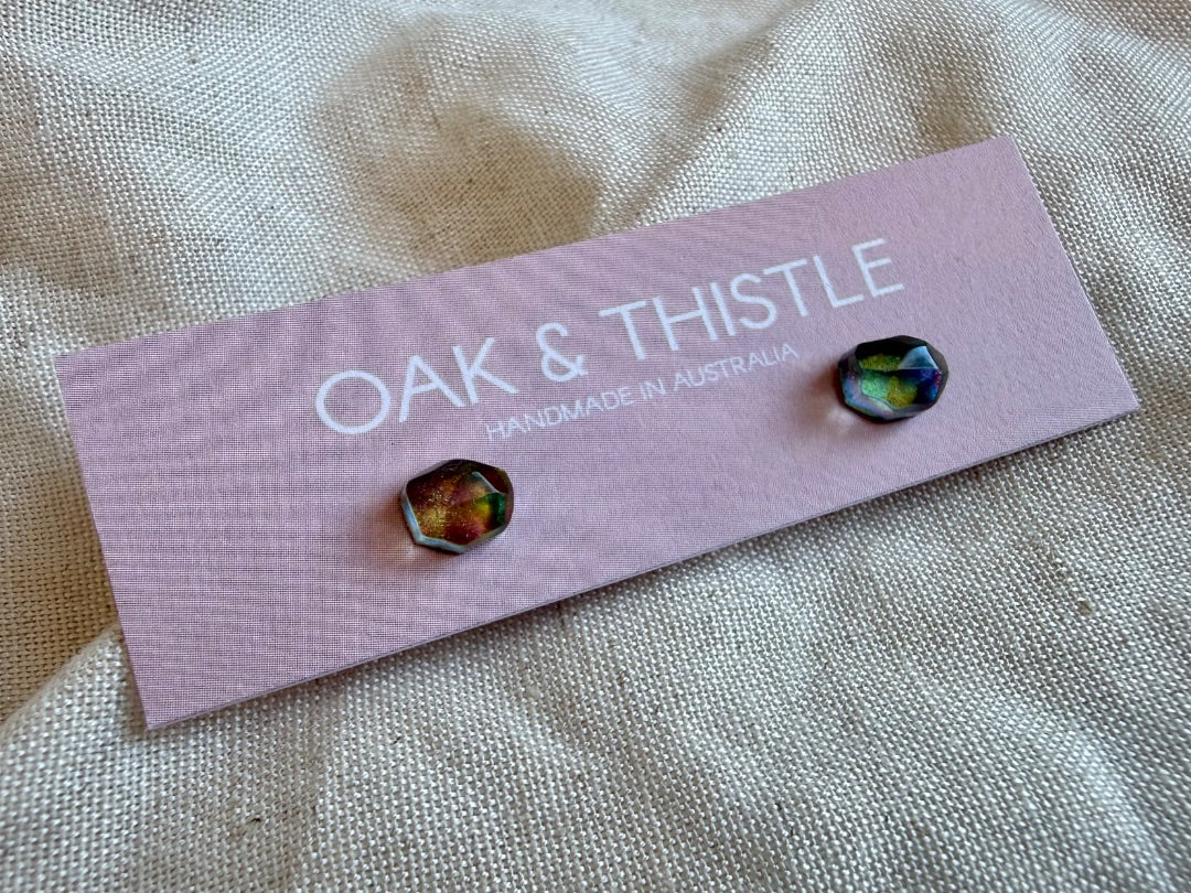 Oak & Thistle Pip Stud Earrings,  Duochrome