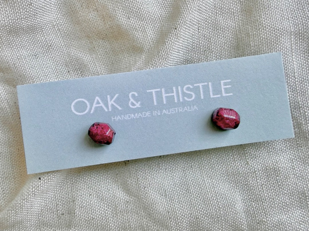 Oak & Thistle Pip Stud Earrings,  Magenta
