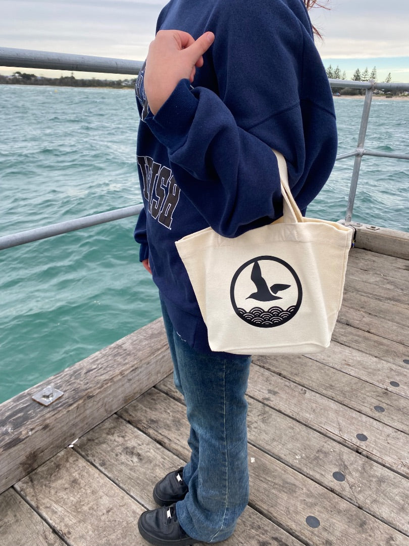 Marina Lab Mini tote bag - Seagull bag,  Beige/black H 33cm x W 30cm