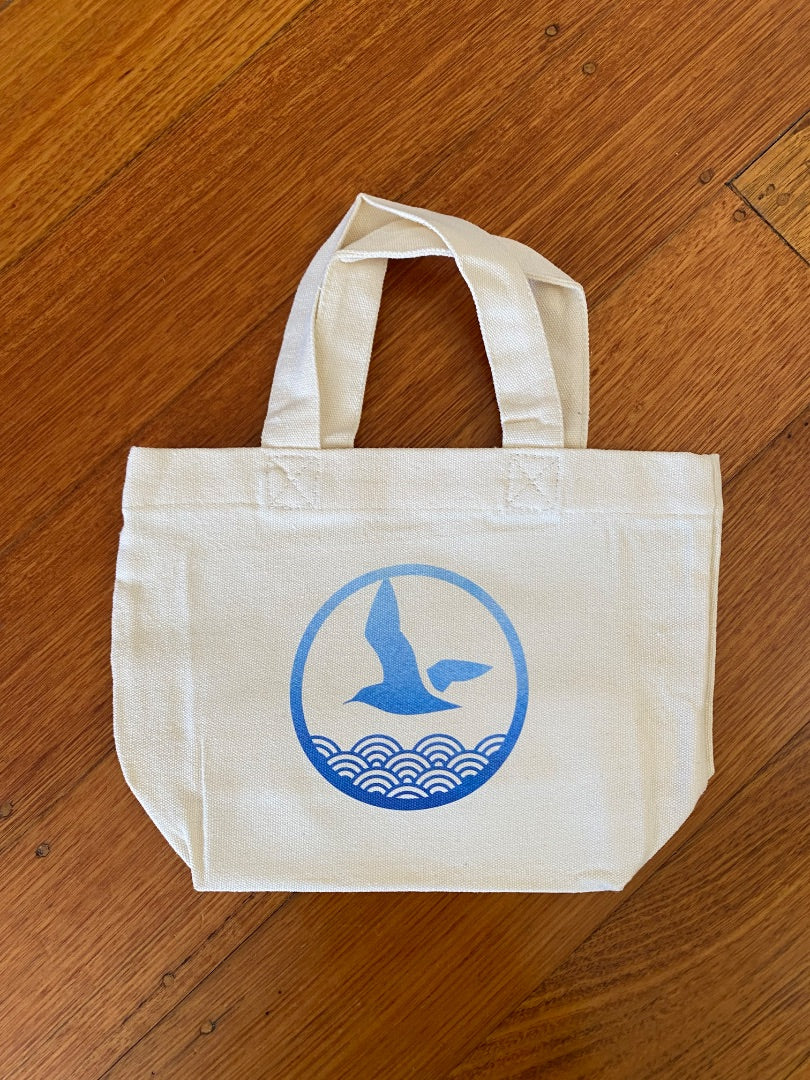 Marina Lab Mini tote bag - Seagull bag,  Beige/blue ombre 20cm x 20cm