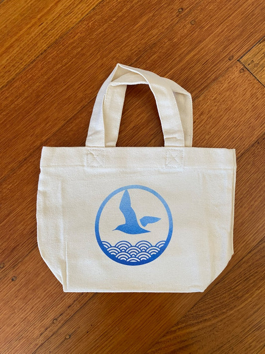Marina Lab Mini tote bag - Seagull bag,  Beige/blue ombre 20cm x 20cm