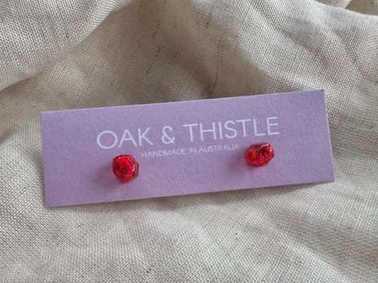 Oak & Thistle Pip Stud Earrings,  Neon pink