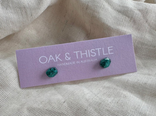 Oak & Thistle Pip Stud Earrings,  Teal