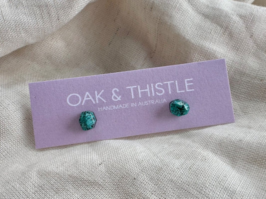 Oak & Thistle Pip Stud Earrings,  Teal