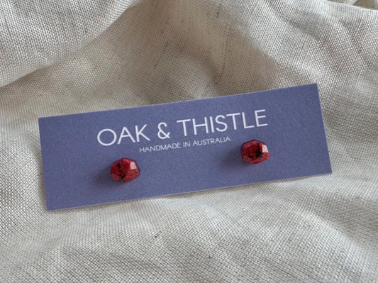Oak & Thistle Pip Stud Earrings,  Red