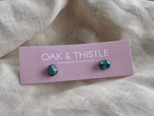 Oak & Thistle Pip Stud Earrings,  Teal