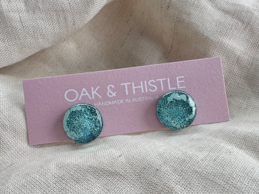 Oak & Thistle Lunar Stud Earrings,  Pale blue