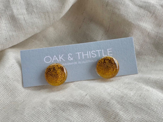 Oak & Thistle Lunar Stud Earrings,  Mustard