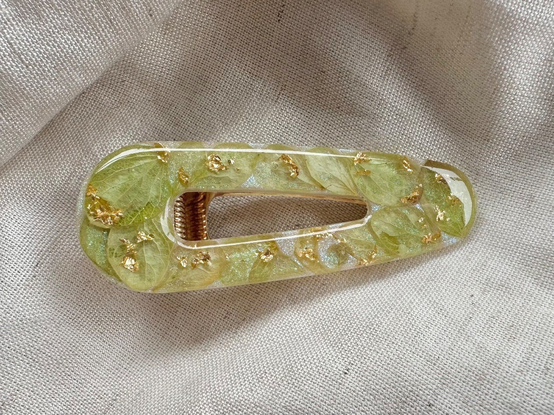 Oak & Thistle Hair Clip,  Green, gold