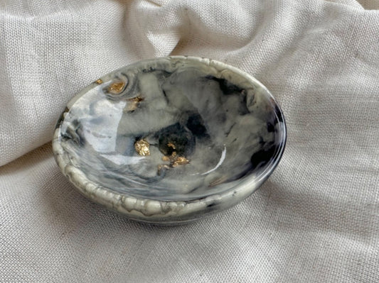 Oak & Thistle Trinket Dish,  Black, Pearl, gold