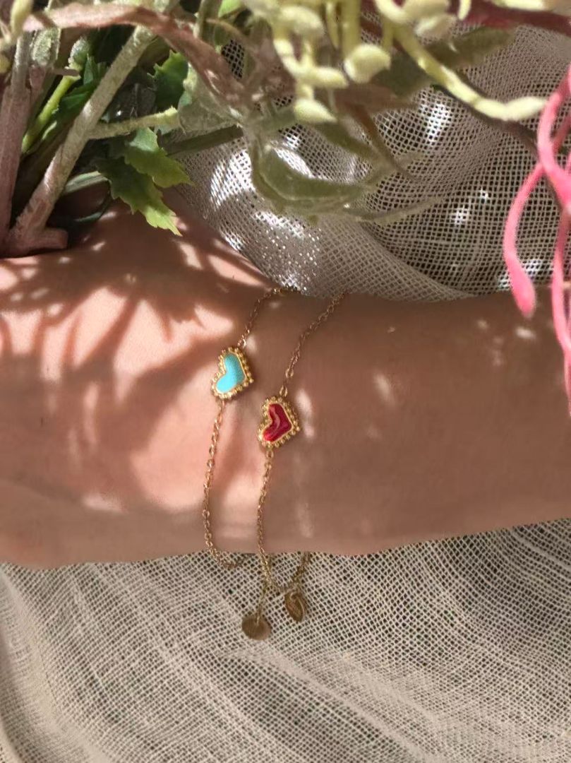 LumaKnot Dainty Blue Heart Chain Bracelet,   One Size