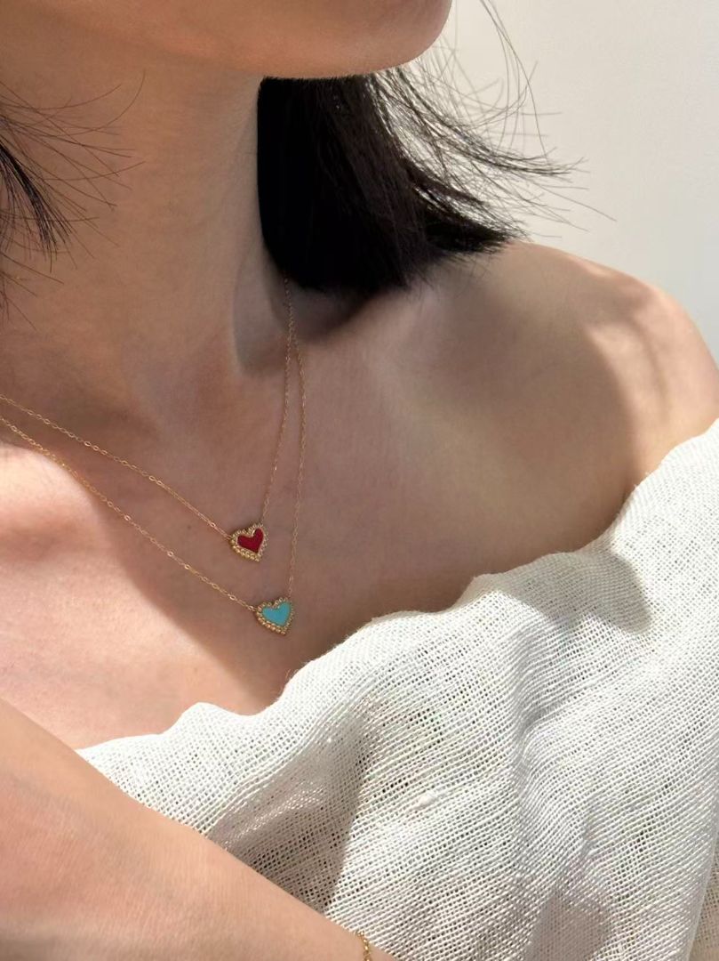 LumaKnot Dainty Red Heart Necklace,   One Size