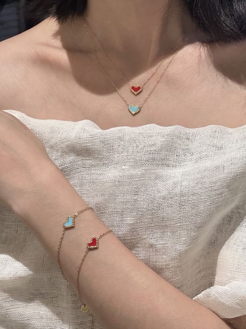 LumaKnot Dainty Blue Heart Chain Bracelet,   One Size