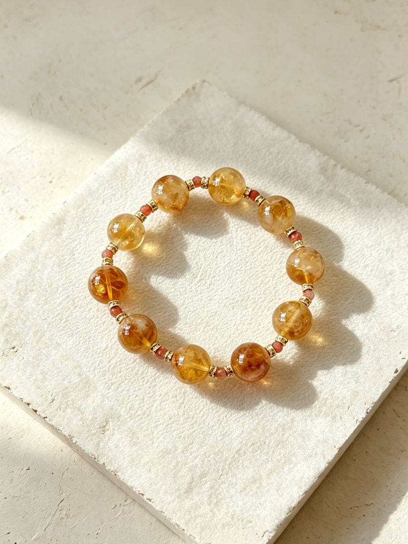 LumaKnot Natural Citrine Wealth & Joy Crystal Bracelet,   One Size