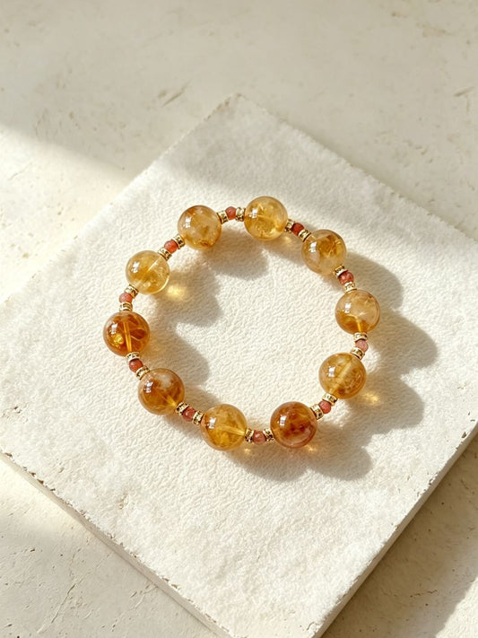 LumaKnot Natural Citrine Wealth & Joy Crystal Bracelet,   One Size