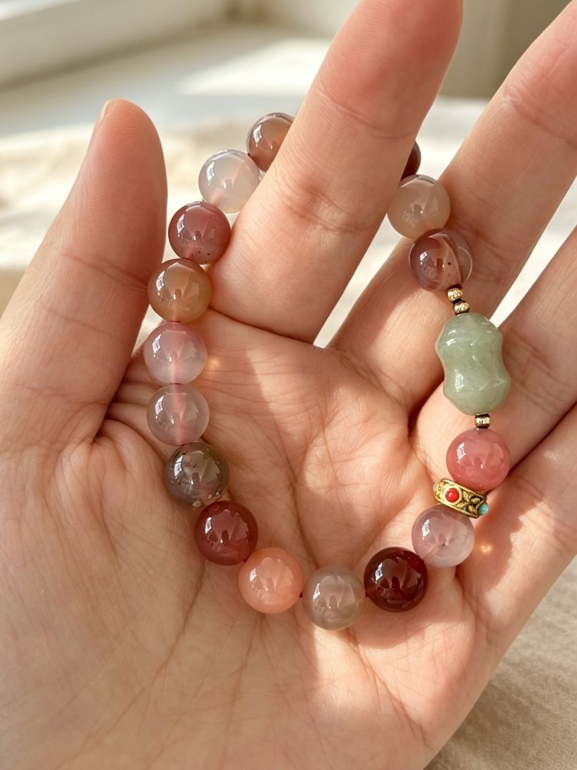 LumaKnot Natural Agate Gemstone Bracelet,   One Size