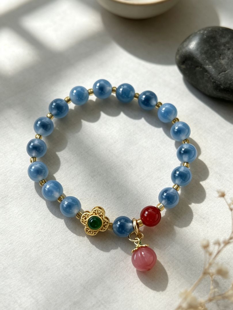 LumaKnot Blue Agate Bracelet,   One Size