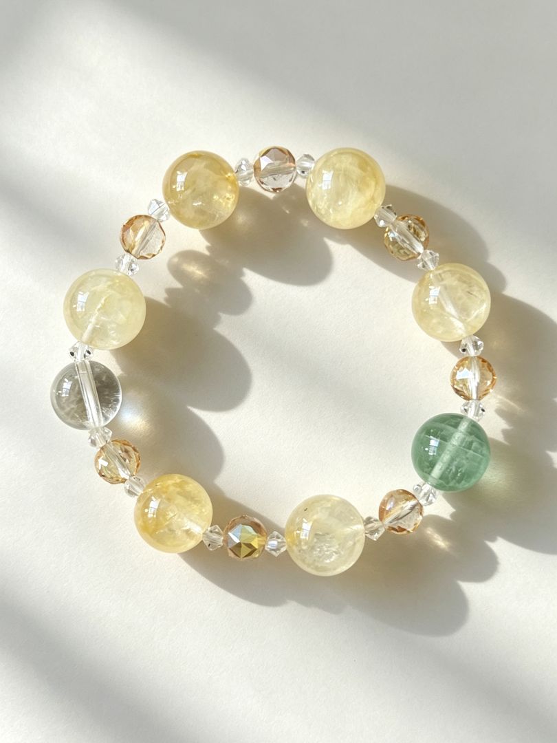 LumaKnot Natural Lemon Quartz & Green Accent Bracelet,   One Size