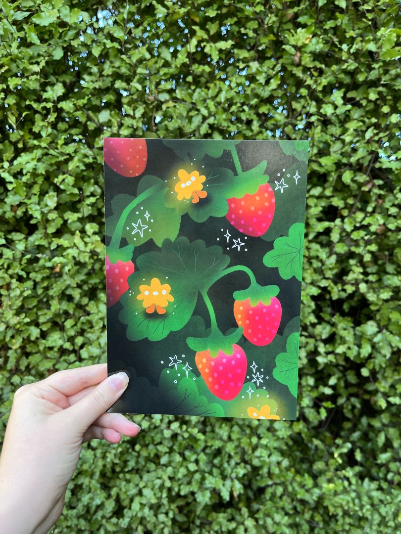 Seedi Bun Strawberries and Stars Print,  Green A5