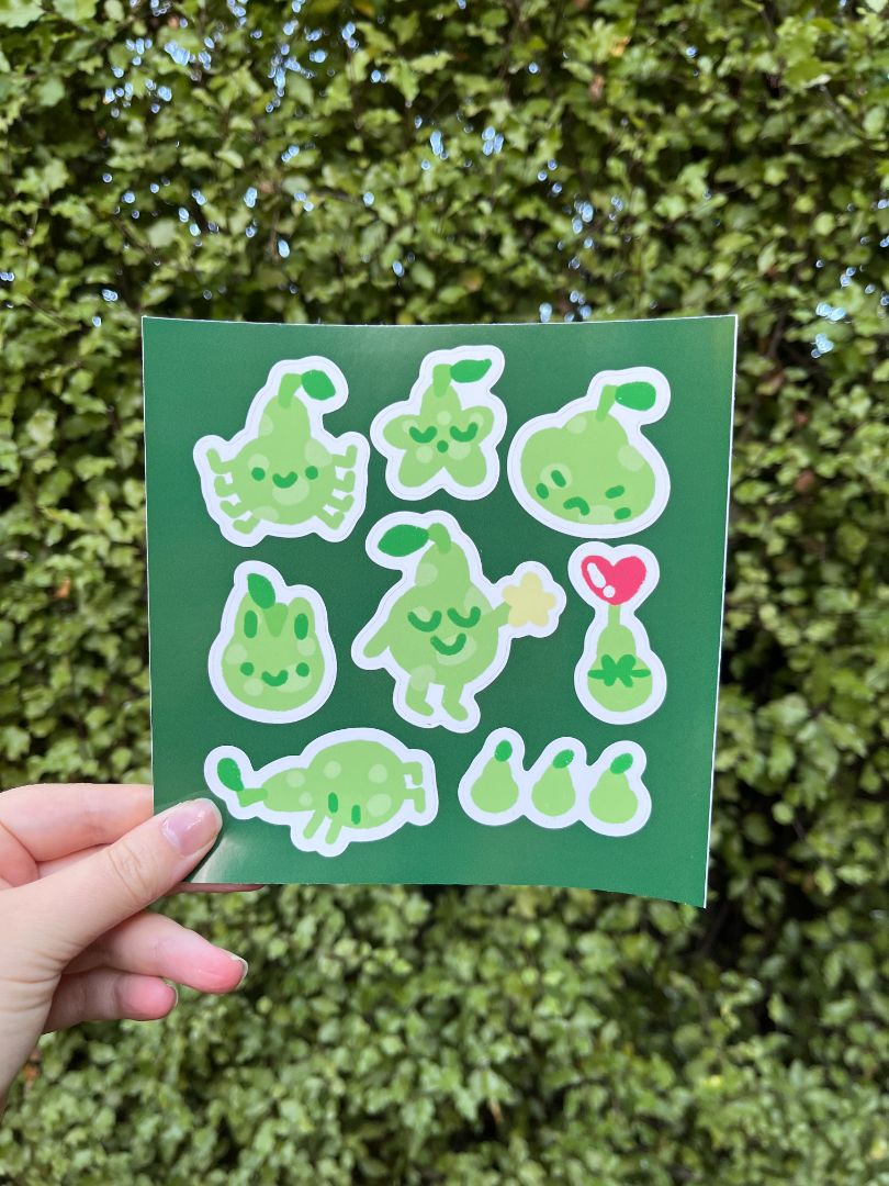 Seedi Bun Leo Pear Sticker Sheet,  Green 14.8cm x 14.8cm