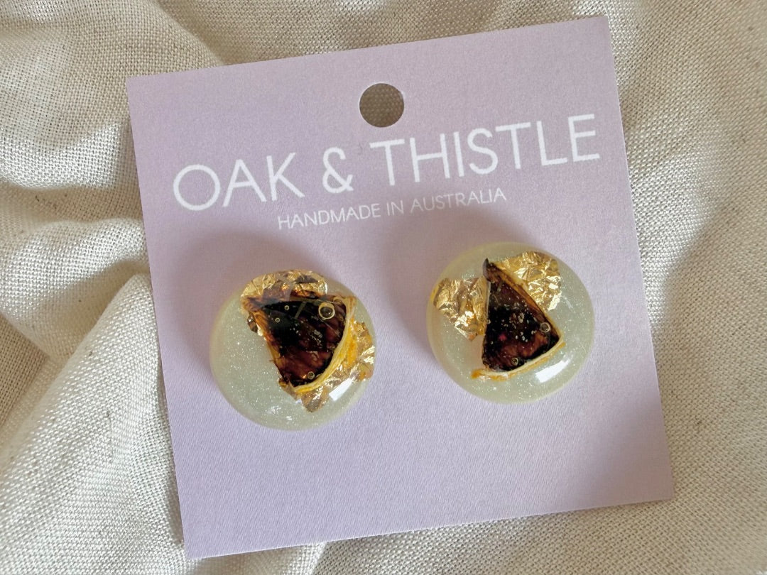 Oak & Thistle Droplet Stud Earrings,  Pink, gold