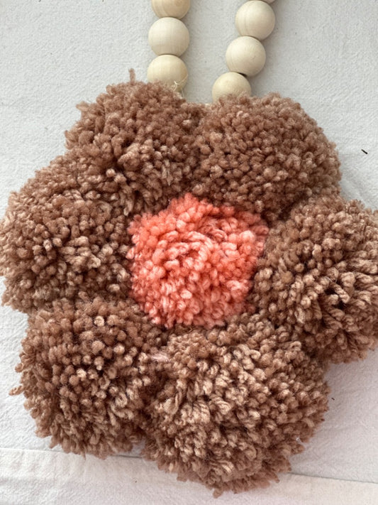 P and P Pompom Pompom Daisy,  Chocolate with peach Medium