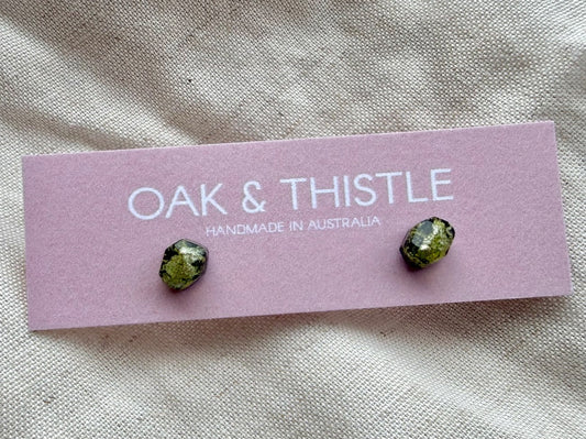 Oak & Thistle Pip Stud Earrings,  Pale green