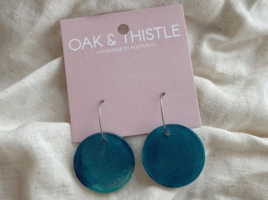 Oak & Thistle Lunar Hoops,  Blue