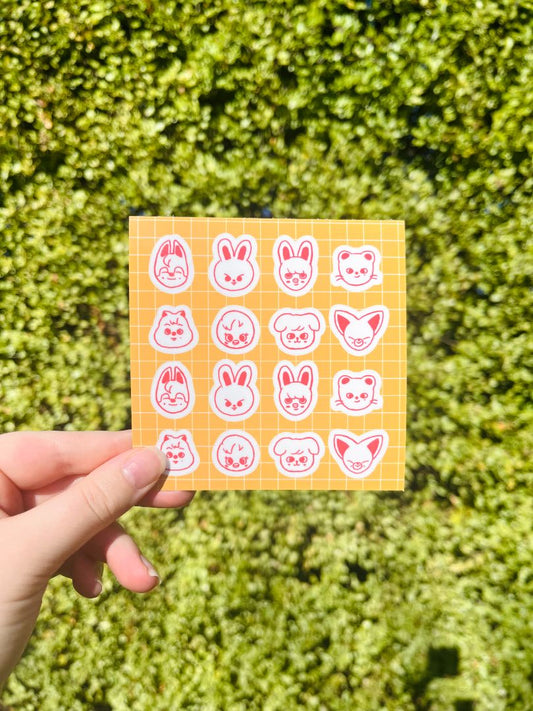 Seedi Bun Skzoo Fanart Sticker Sheet (small),  Yellow 10 x 10 cm