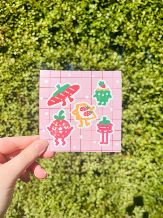 Seedi Bun Baked Goods Sticker Sheet,  Pink 10 x 10 cm