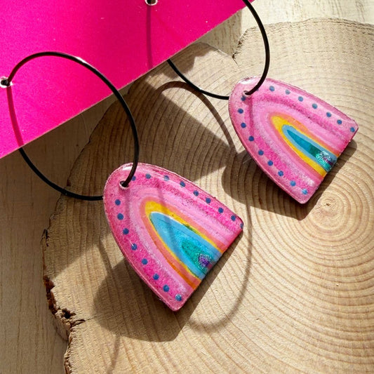 Lacroz & Co. Designs Pink Rainbow | Hoop Earrings
